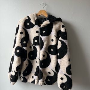 YING YANG WARM FLEECE ZIP UP HOODIE